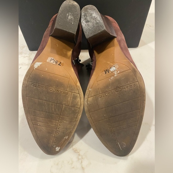 Franco Sarto Women's Burgundy Cordovan Red Suede Leather Boots Booties Size 7.5 - Picture 3 of 6